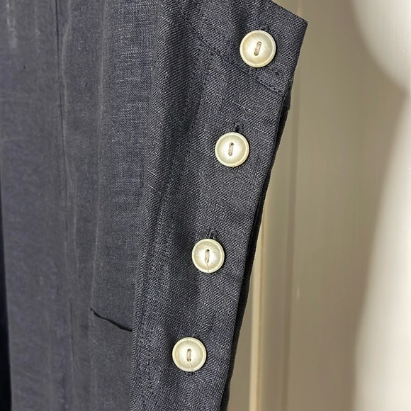 Cali Cali Women’s Tank Navy Black Linen Maxi Dress Size Medium Button Detail - Picture 9 of 10
